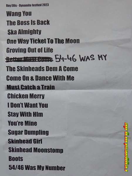 Roy Ellis - Dynamite Ska 2023 - Setlist