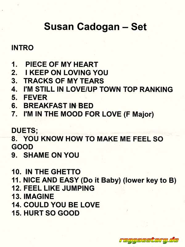 Setlist - Susan Cadogan - This Is Ska 2024